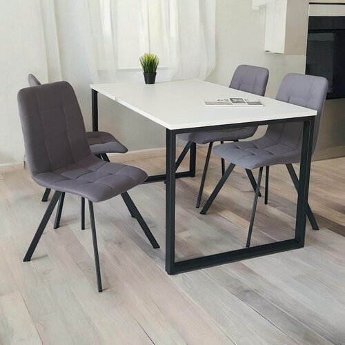 Изображение товара Стол лофт Компьютерный Белый 80*70*75 см. Ножки лофт черные.