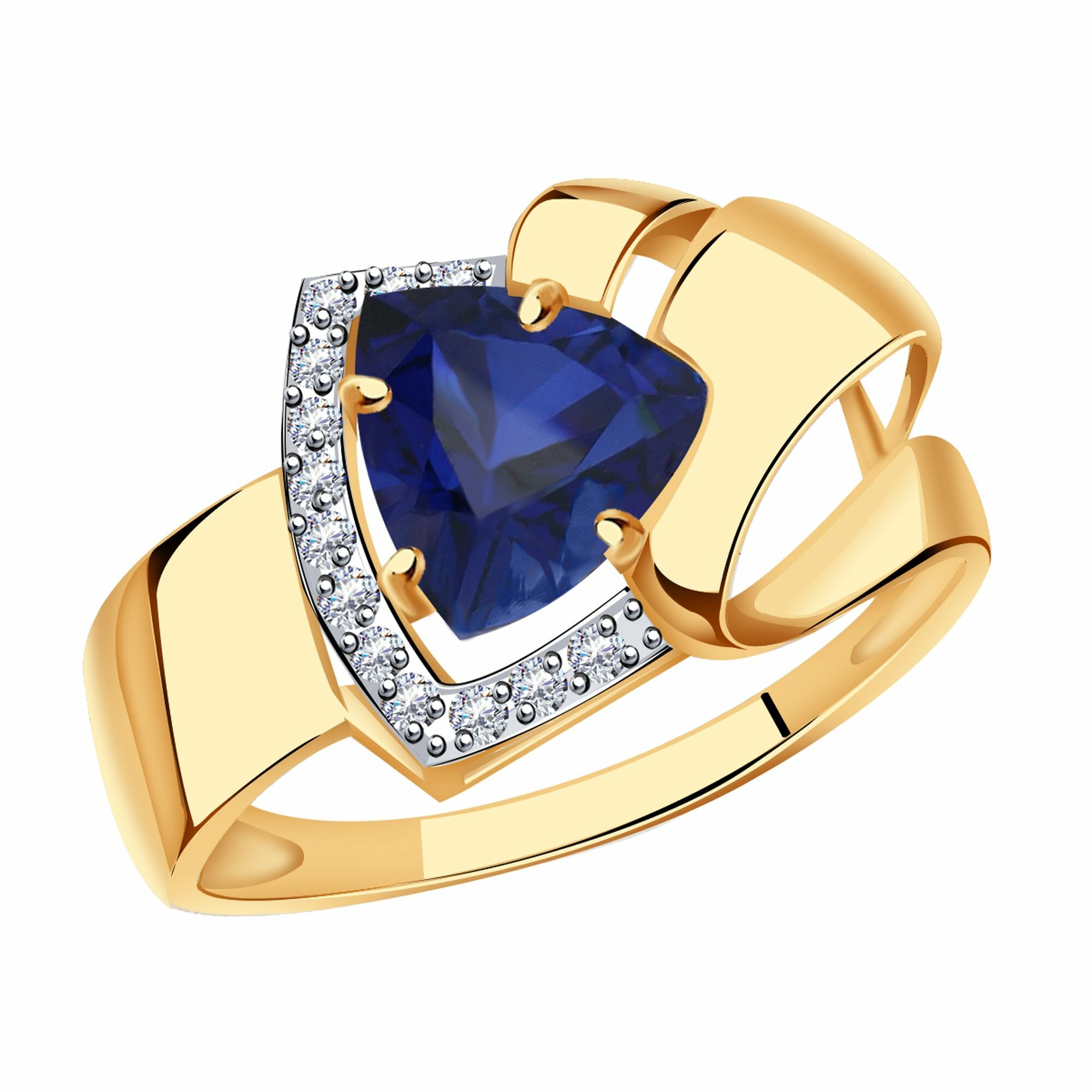 Кольцо Diamant online, красное золото, 585 проба, корунд, фианит