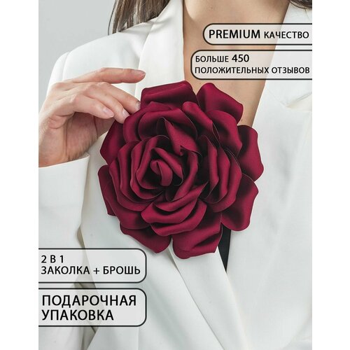 фото Брошь, бордовый бантами