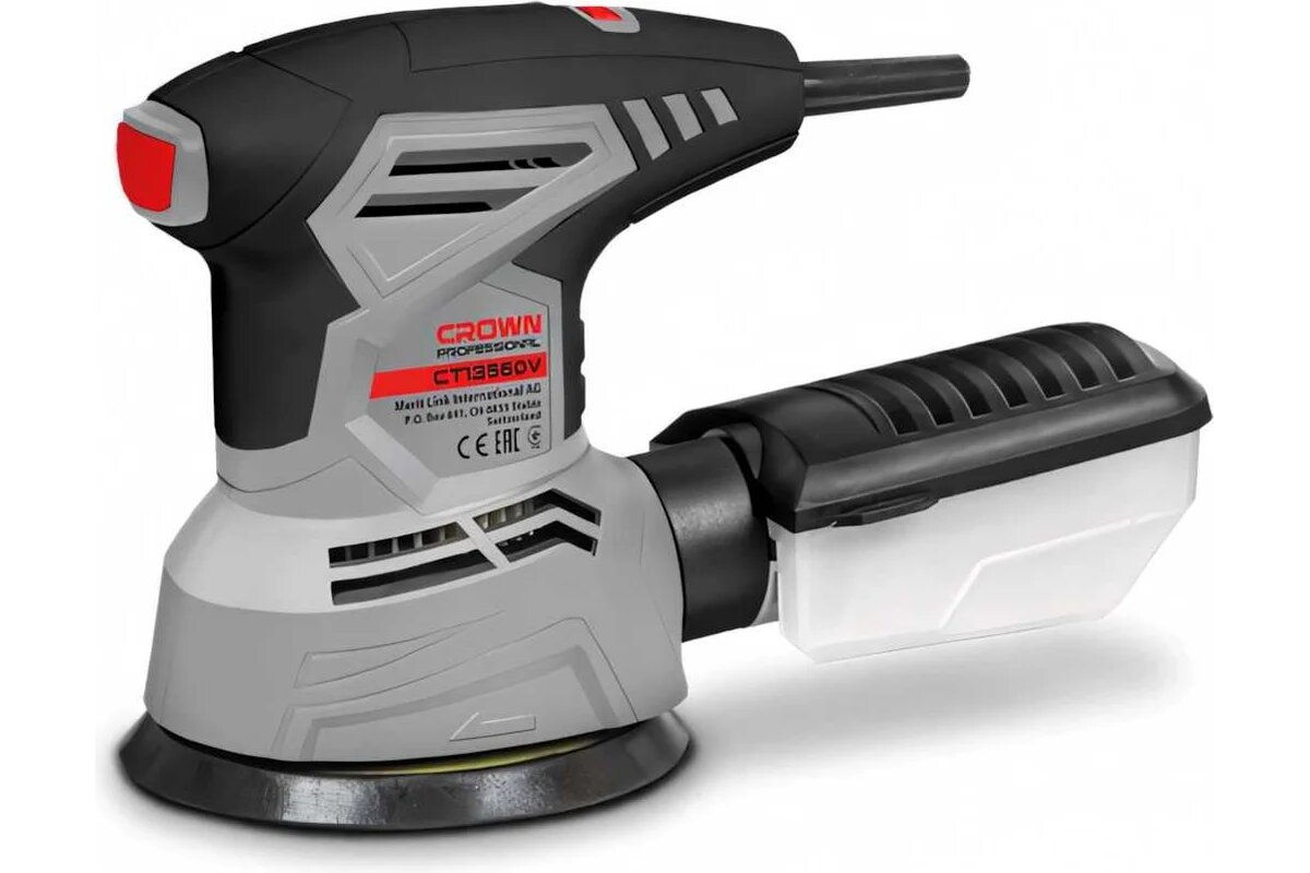 Эксцентриковая шлифмашина Crown CT13560V, 300Вт, пылесборник
