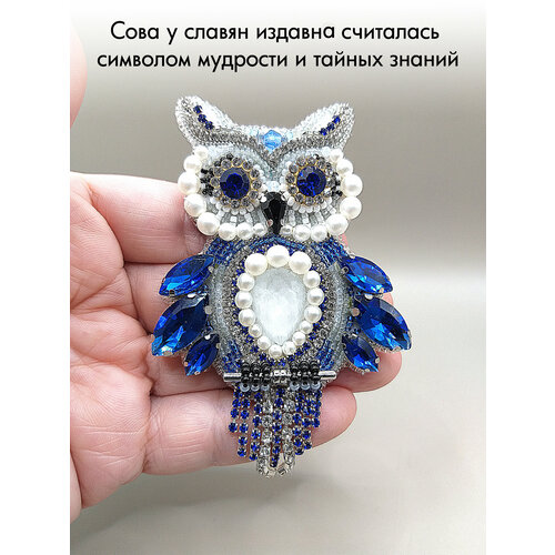 фото Брошь, хрусталь, жемчуг имитация нет бренда