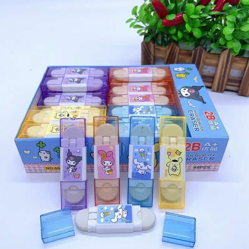 Набор ластиков Chenguang "Куроми", для карандашей, выдвижные, овальные, в корпусе, 4 шт. — фото 1