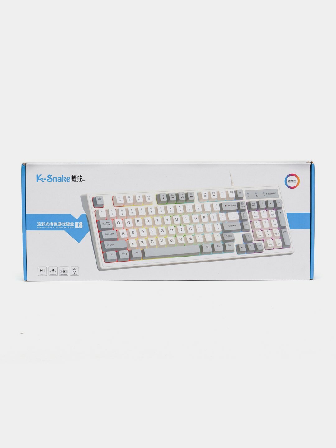 Проводная клавиатура, игровая, мембранная, бесшумная, Xunfox K82, с RGB подсветкой Серый