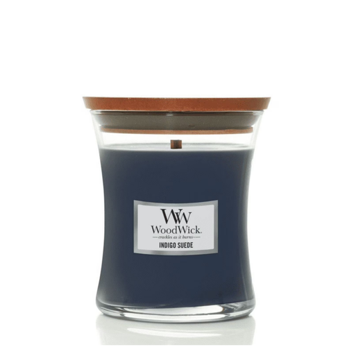 фото Ароматическая свеча woodwick "индиго замша/indigo suede", средняя