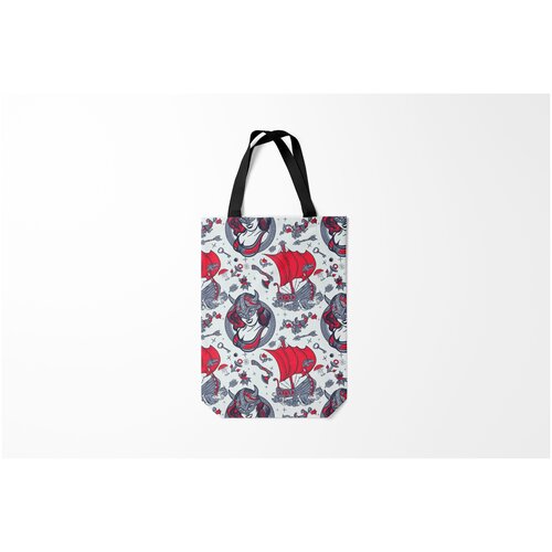 фото Сумка-шоппер / 31х42 см / популярные иллюстрации / пираты корабли и девушка викинг burnettie