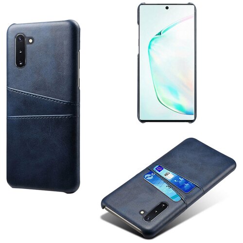 фото Чехол панель-накладка mypads для samsung galaxy note 10 из качественной импортной кожи с визитницей с отделением для банковских карт мужской женский синий