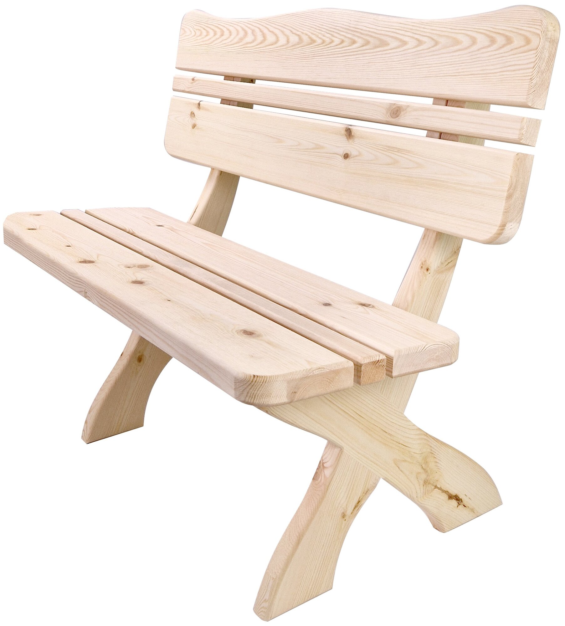 Скамейка со спинкой деревянная 12 метра из массива Вологодской сосны. Для сада / дома / бани /сауны