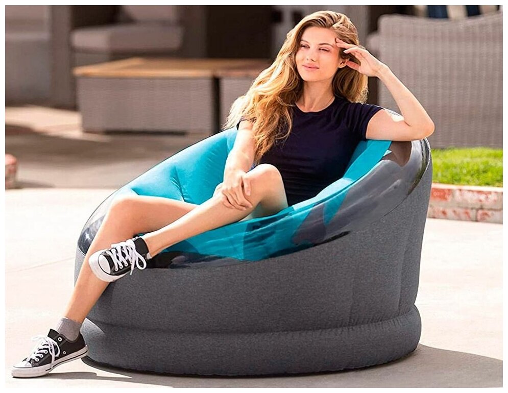 Надувное кресло Intex Empire Chair бирюзовое, 112х109х69 см