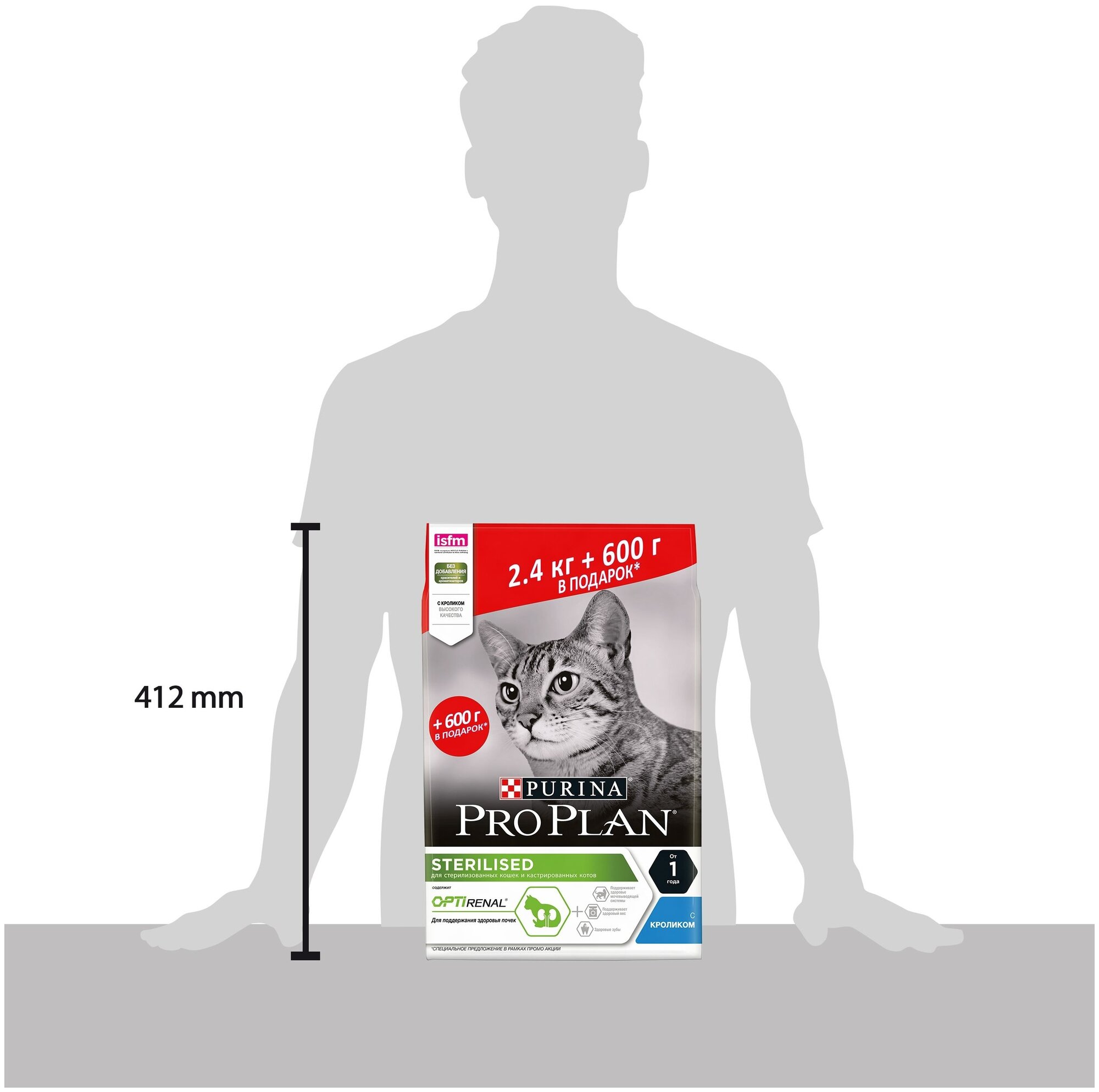 PRO PLAN для кошек кастр. и стерилиз. кролик 2.4+600г кг - фотография № 5