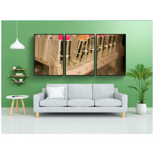 фото Набор модулных постеров для интерьера "помада, жёлтый, хранить" 60x90 см. в тубусе, без рамки lotsprints