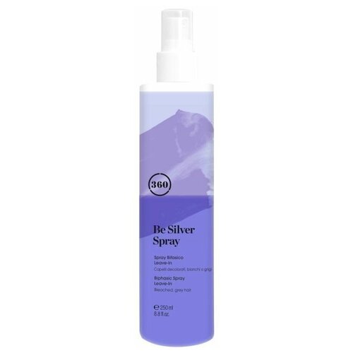 Антижелтый двухфазный несмываемый спрей-кондиционер для светлых волос - BE SILVER SPRAY 360 Hair Professional 250ML несмываемый уход для осветлённых волос silver silk spray