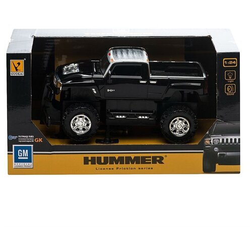 Автомобиль инерционный HUMMER H3T 1:24 со светом и звуком на батарейках GK 866-82444 Чёрный