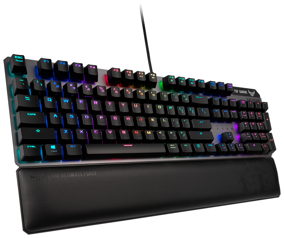 ASUS TUF Gaming K7 чёрная Игровая клавиатура (TUF Linear Optical-Mech switch, подставка под запястья, RGB подсветка, IP56, USB, 90MP0191-B0RA00)