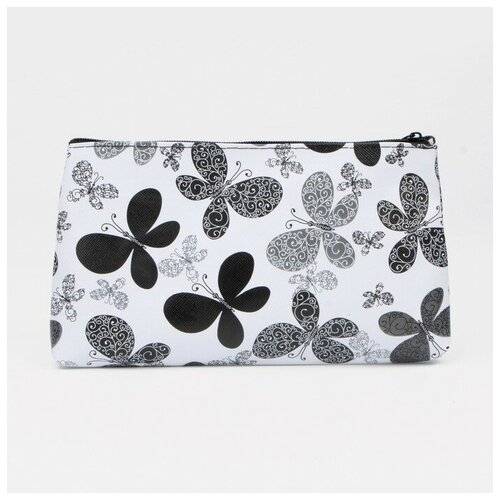 фото Косметичка на молнии, цвет белый/чёрный gorodok