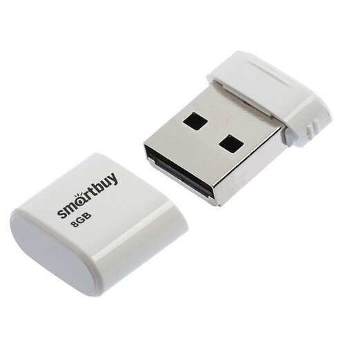 Флешка Smartbuy Lara, 8 Гб, USB2.0, чт до 25 Мб/с, зап до 15 Мб/с, белая