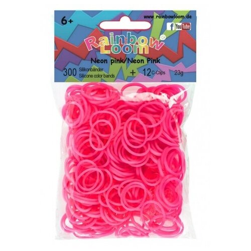 фото Резинки для плетения браслетов rainbow loom силикон, неон розовый, neon pink (b0221)