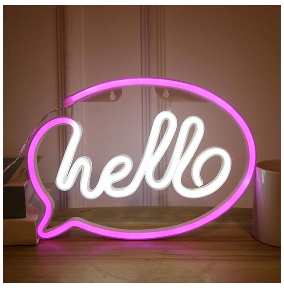 Неоновый LED светильник "HELLO привет" - фотография № 6