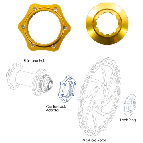 ALHONGA Адаптер втулка Center Lock/ ротор 6 болтов, золото