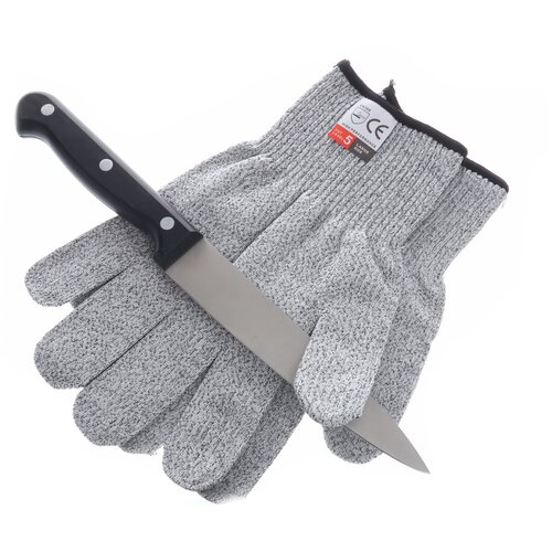 Антипорезные защитные перчатки (серые, пара штук, размер L)