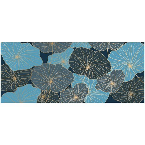 Фотообои Уютная стена Золотые листья водяных лилий 640х270 см Бесшовные Премиум (единым полотном)