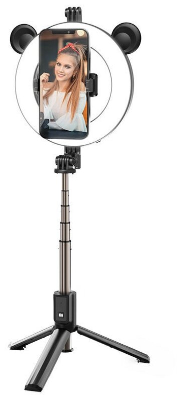 Монопод для селфи+Tripod+лампа 6" BOROFONE BY6 Bluetooth (черный)