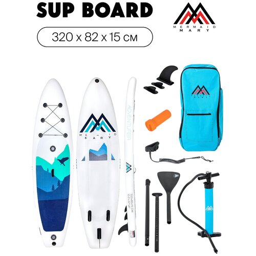 Надувная SUP-доска (сапборд) Mermaid Mary Adventurer Mountain 320х82х15 см с насосом, веслом и страховочным лишем надувная sup доска сапборд mermaid mary torrent 335х82х15 см с насосом веслом и страховочным лишем