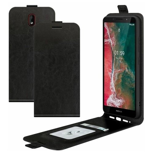 фото Brodef flip вертикальный эко кожаный чехол книжка nokia c1 plus черный