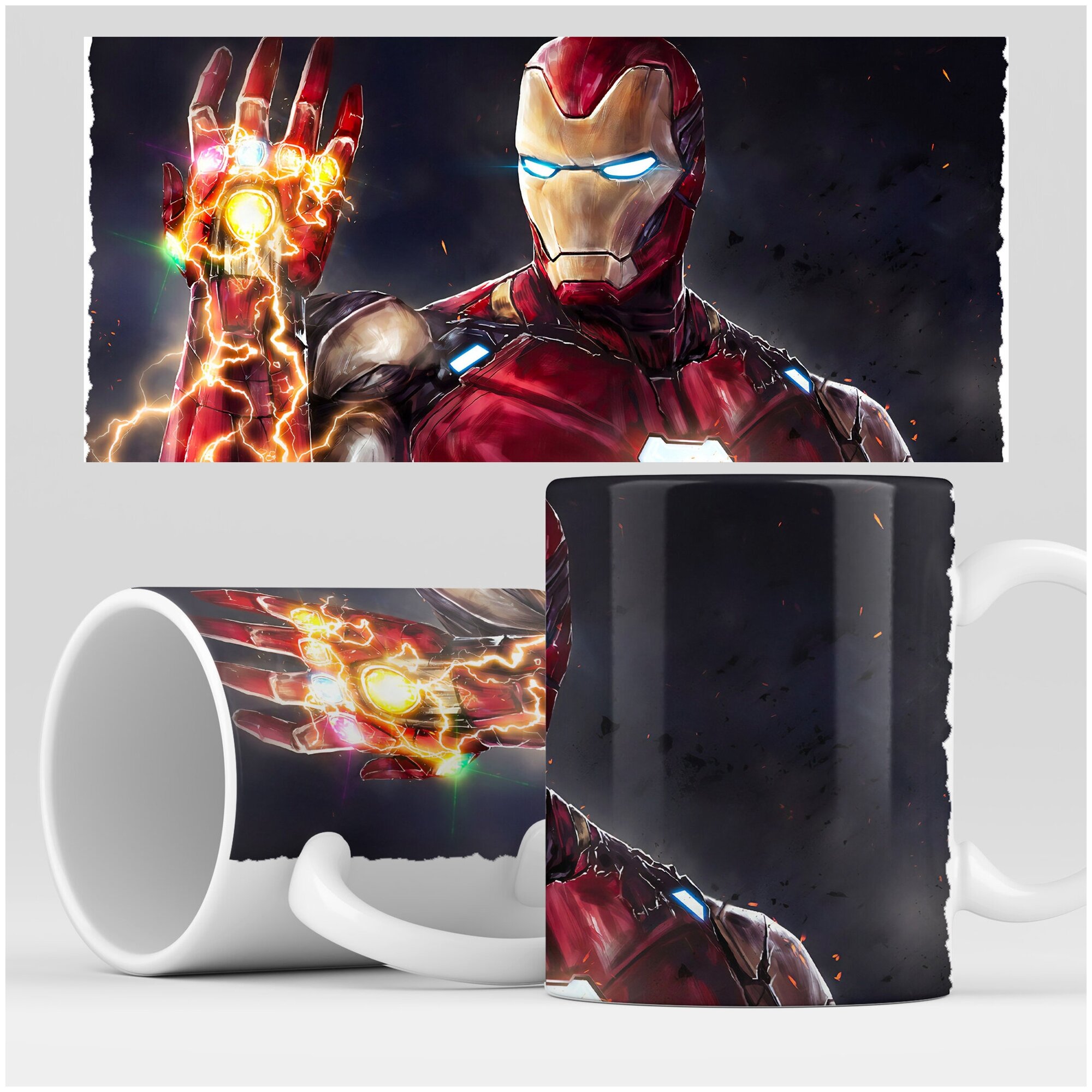 фото Кружка RocketCup с принтом "Железный человек" для чая или кофе 330мл