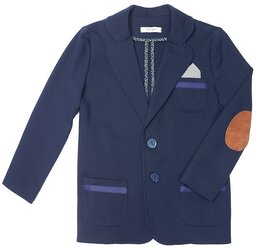Синий школьный пиджак с заплатками для мальчика