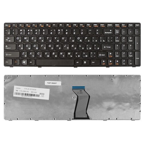 Клавиатура для ноутбука Lenovo IdeaPad G570 G770 Z560 Series Плоский Enter Чёрная с чёрной рамкой PN MP-10A33SU-6864 1050₽