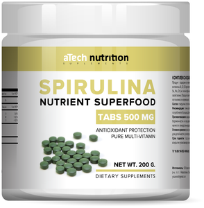 Фото SPIRULINA SUPERFOODS («спирулина»), в таблетках, 200гр банка, aTech nutrition