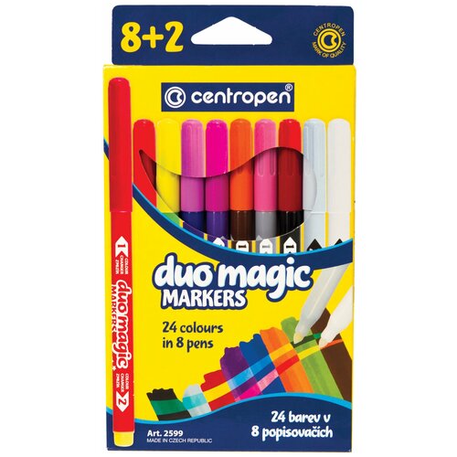 Фломастеры Centropen меняющие цвет Duo Magic, 10 шт, 24 цветов, картон (5 2599 100)