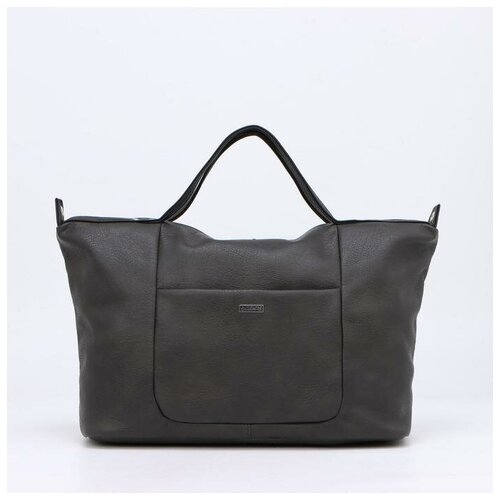 фото Саквояж, отдел на молнии, 2 наружных кармана, длинный ремень, цвет тёмно-серый nemarket