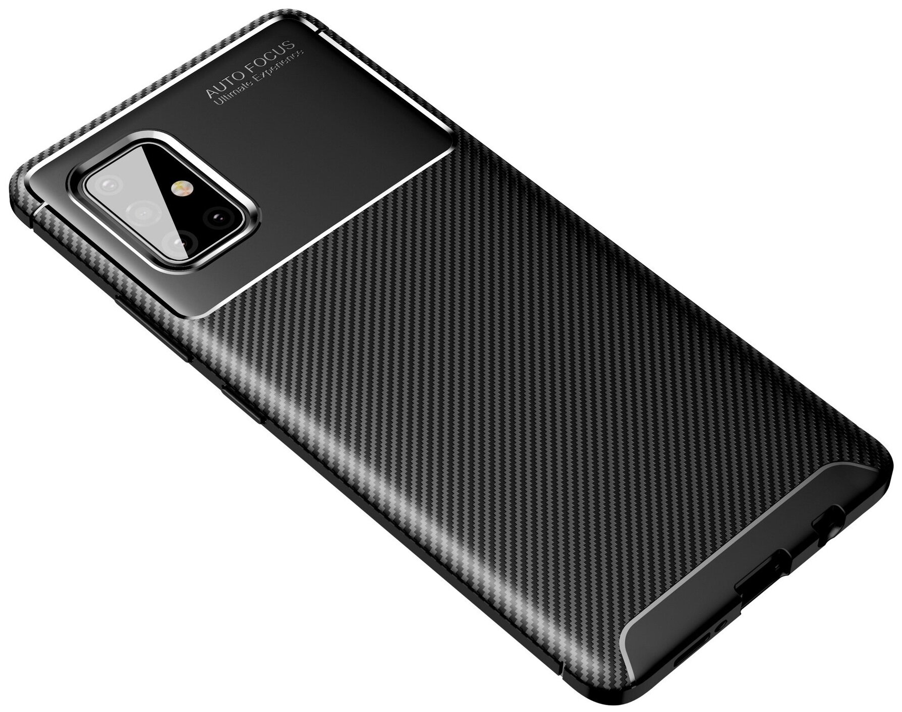 Чехол панель-бампер MyPads для Samsung Galaxy A21s SM-A217F (2020) из прочного силикона с матовой отделкой «под карбон» черная