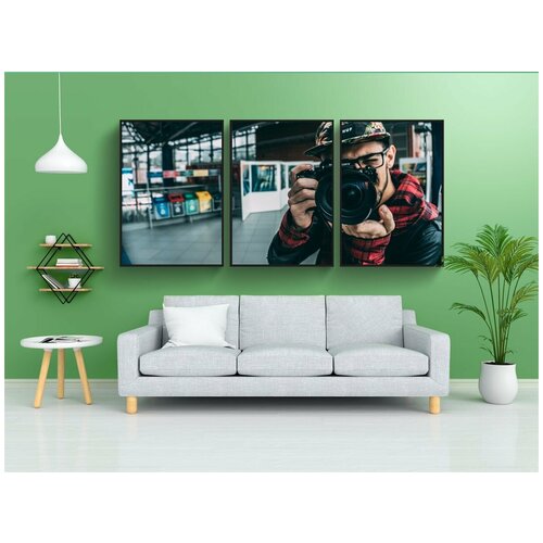 фото Набор модулных постеров для интерьера "взрослый, фотограф, камера" 60x90 см. в тубусе, без рамки lotsprints