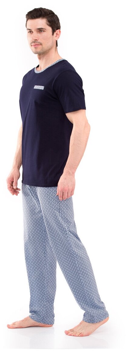 Пижама N.O.A., футболка, брюки, без карманов, размер 48, голубой - фотография № 2