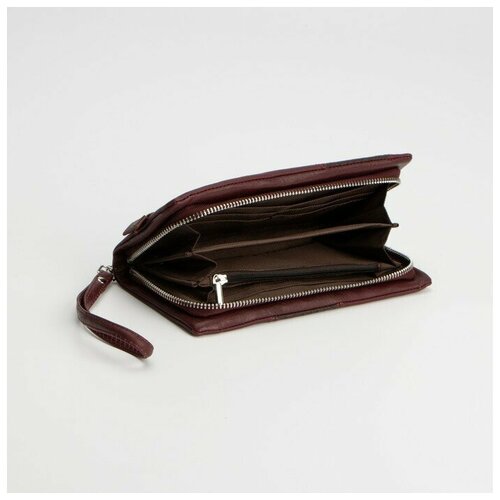 фото Кошелёк, отдел на молнии, карман для телефона, цвет бордовый