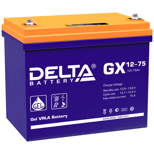 Аккумуляторная батарея DELTA Battery GX 12-75 12В 75 А·ч