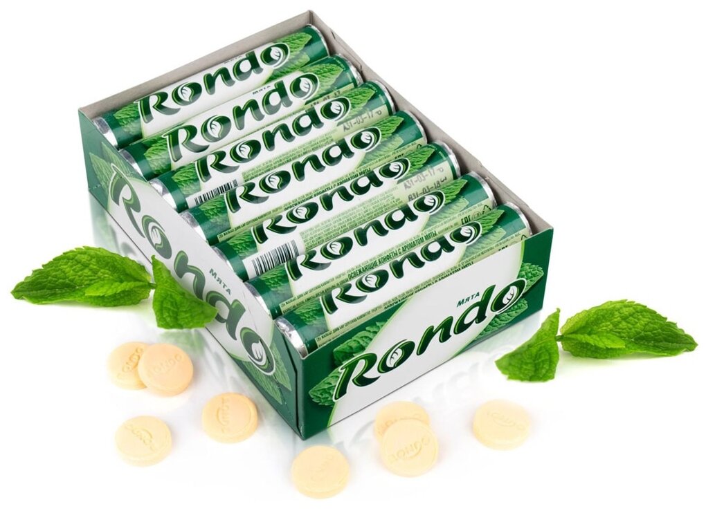 Rondo освежающие мятные конфеты с сахаром Мята 14 шт30 гр - фотография № 4