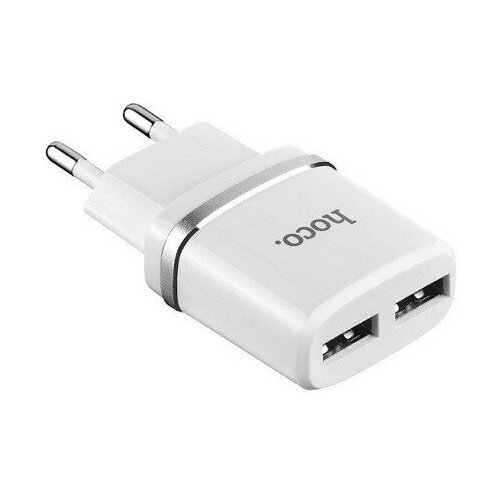Hoco / Сетевое зарядное устройство C12 2USB 2.4A + кабель Micro USB белый зарядное устройство с micro usb разъемом для порта зарядки 100 шт контактный разъем для motorola moto e6 e7 plus xt2025 e7plus xt2081 e6plus