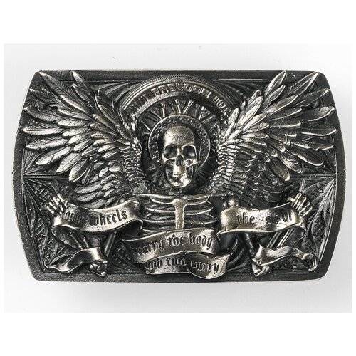 Пряжка на мужской ремень Душа Байкера из нейзильбера