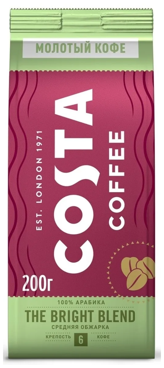 Молотый кофе Costa Coffee Bright blend, 200 г - фотография № 1