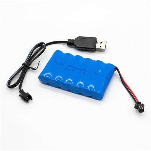 Комплект аккумулятор для игрушек 7,2V 1400mAh + зарядное устройство USB аккумулятор 6v 700mah разъем yp для радиоуправляемых игрушек