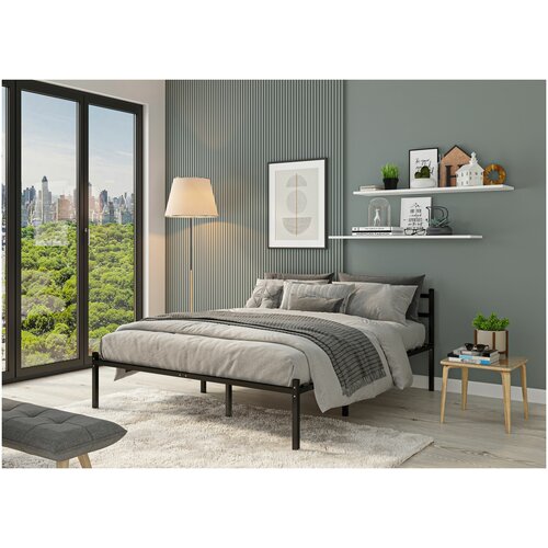 Кровать металлическая разборная Элимет 160*200см с опорами и спинкой компакт