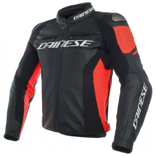 фото Куртка кожаная dainese racing 3 perforated black/black/fluo- red