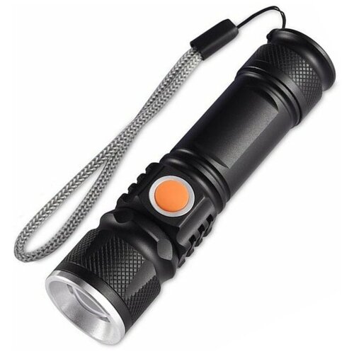 Фонарь LED SimpleShop светодиодный для охоты и рыбалки, ручной аккумуляторный, тактический фонарик охотничий с USB зарядкой от сети. фонарь led светодиодный ручной аккумуляторный тактический фонарик с usb зарядкой от сети