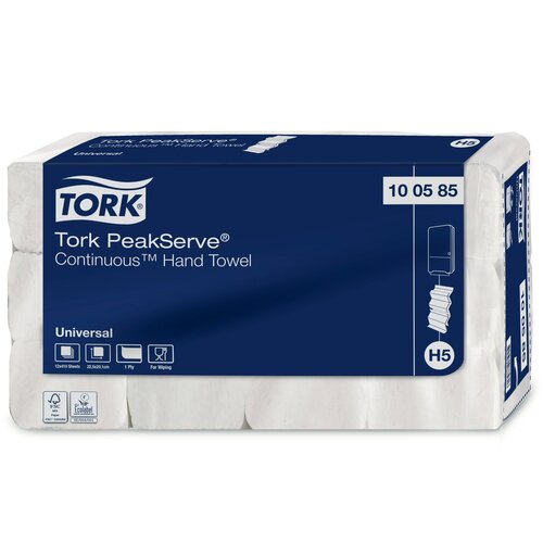 фото Полотенца бумажные tork peakserve (система н5) universal, 1 слой, 410л, 12 пачек в упаковке, 100585
