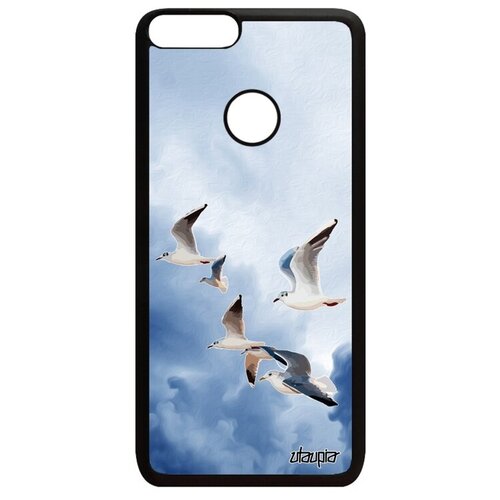 фото Противоударный чехол для телефона // huawei p smart 2018 // "чайки" море альбатрос, utaupia, голубой
