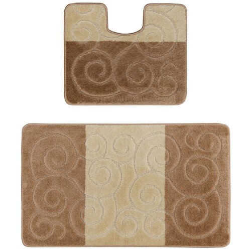Комплект ковриков 50*80; 40*50 см для ванной, бежевый Confetti Bath Maximus Sile 2546 Light Brown PS