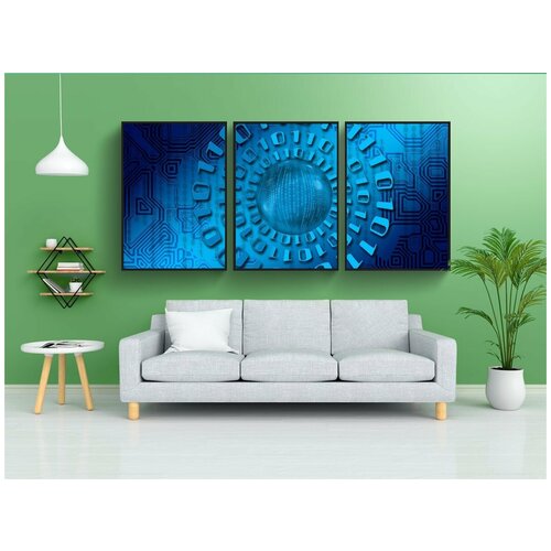 фото Набор модулных постеров для интерьера "двоичный, один, кибер" 60x90 см. в тубусе, без рамки lotsprints